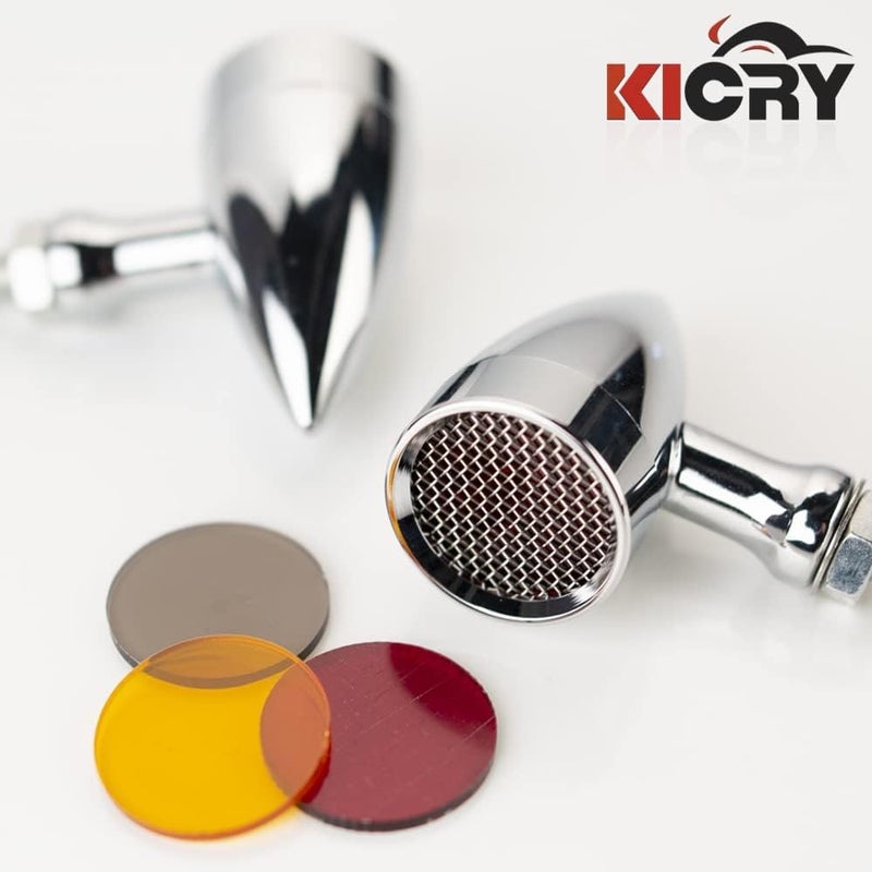 KICRY Motorcycle Turn Signals LED Bullet Front Rear Indicator Lights Universal Compatible for Harley Davidson Cruiser Iron Softail Street Bike Honda Shadow Yamaha Chopper Bobber Cafe Racer(Chrome/Amber) - Image 2
